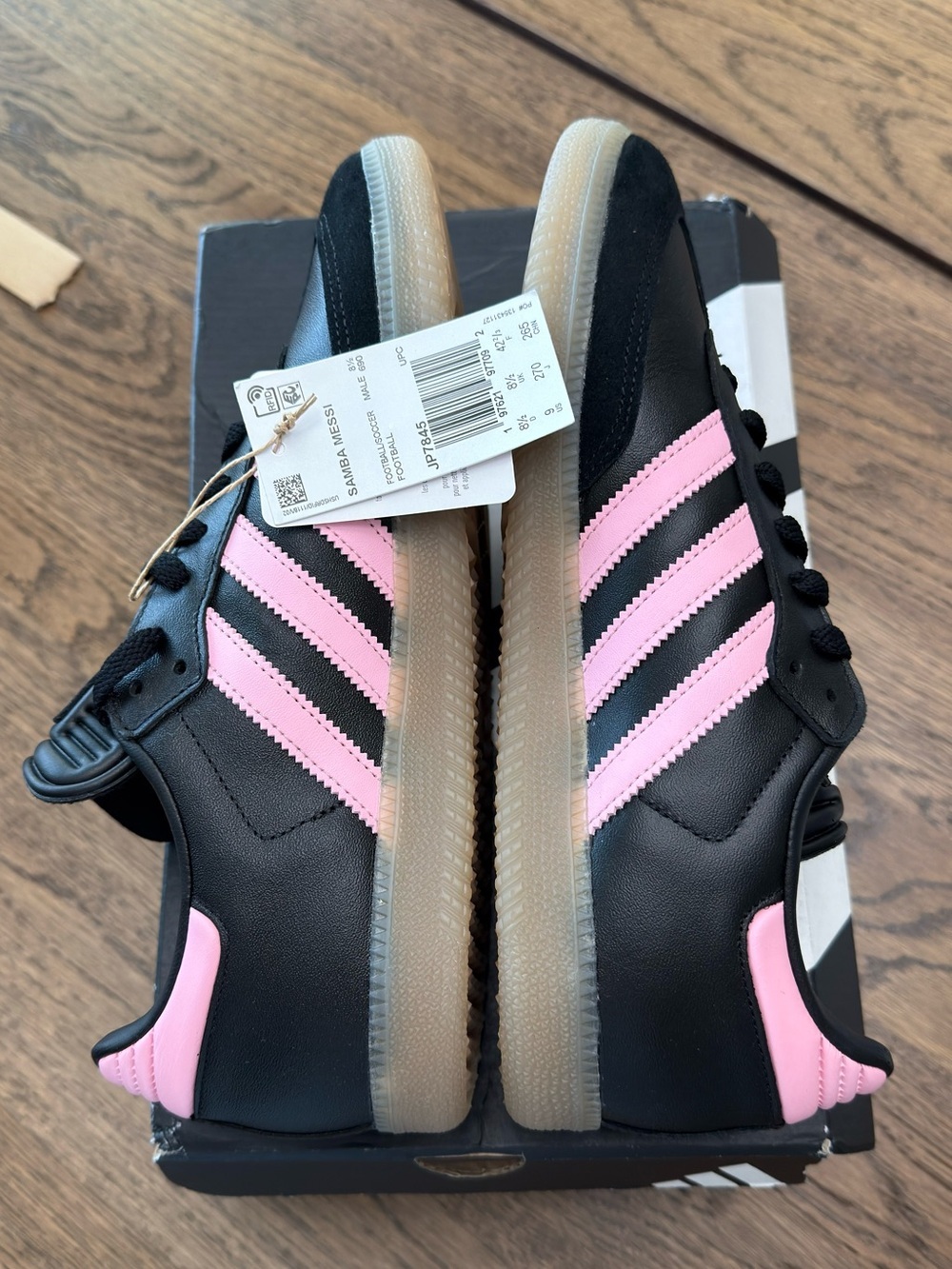 Adidas Lionel Messi x Samba Inter Miami CF Black Pink Leather Sneakers Men’s 9 - Picture 2 of 8